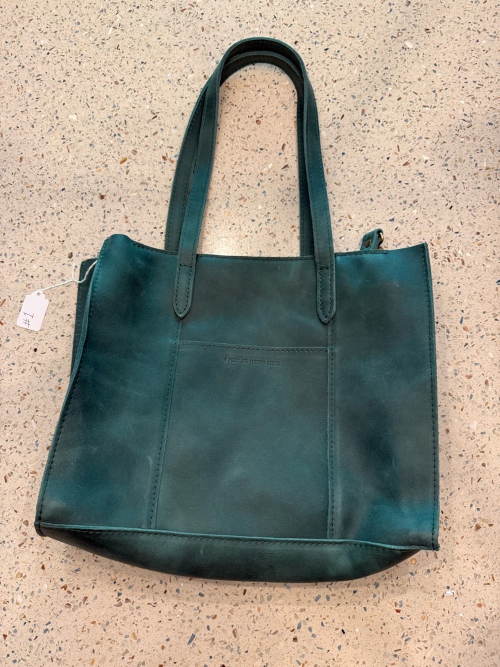 #1 Teal Leather Tote Bag with Dual Straps